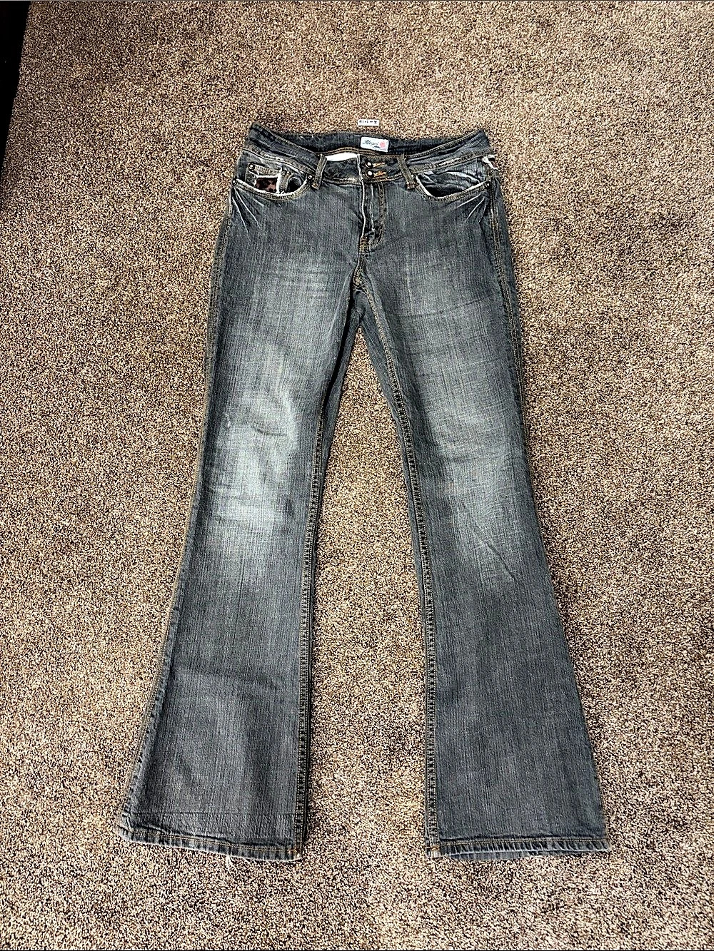 Illegal Jeans. Flare Jeans Animal Print Size 9 Gray